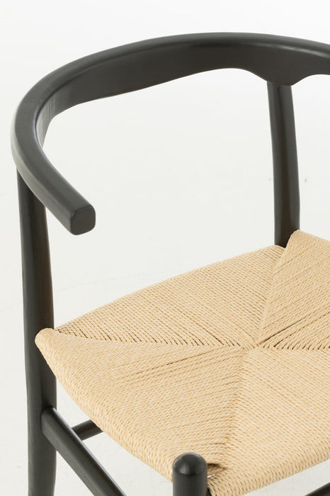 Stoel Toon beukenhout/touw zwart-Eetkamerstoelen-J-Line