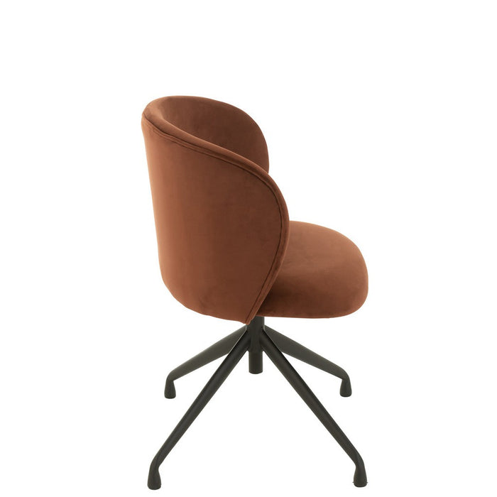 Stoel Turn/up/down fluweel donker bruin-Eetkamerstoelen-J-Line