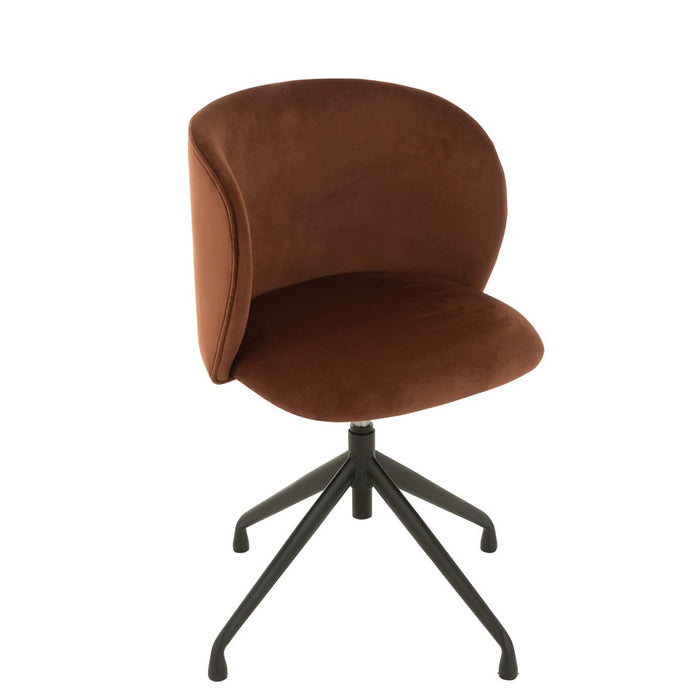 Stoel Turn/up/down fluweel donker bruin-Eetkamerstoelen-J-Line