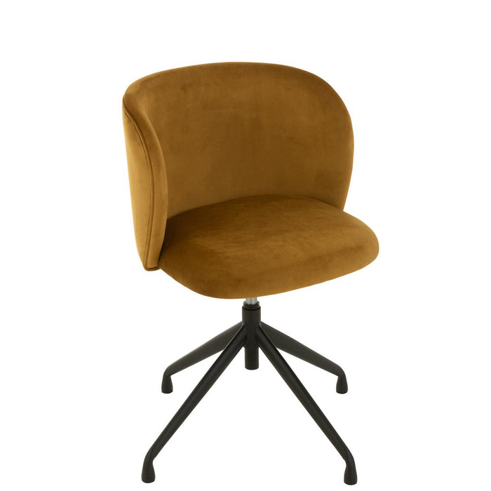 Stoel Turn/up/down fluweel oker-Eetkamerstoelen-J-Line