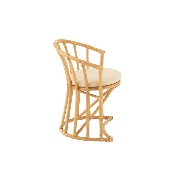 Stoel+kussen Rotan/textiel naturel/wit-Eetkamerstoelen-J-Line
