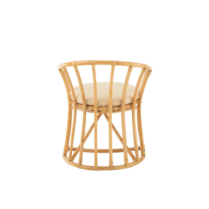 Stoel+kussen Rotan/textiel naturel/wit-Eetkamerstoelen-J-Line