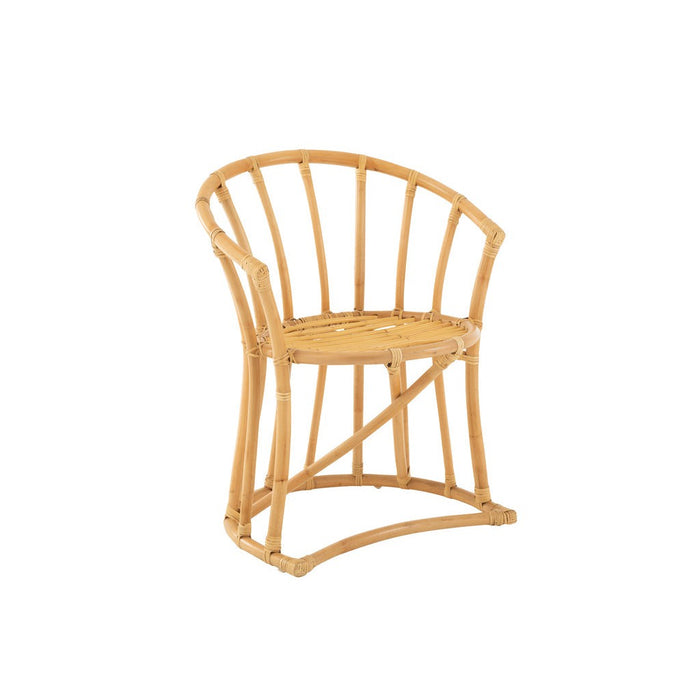 Stoel+kussen Rotan/textiel naturel/wit-Eetkamerstoelen-J-Line