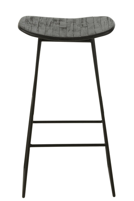 Stool Rectangular Recycle Teak Black Large-Barkrukken-J-Line