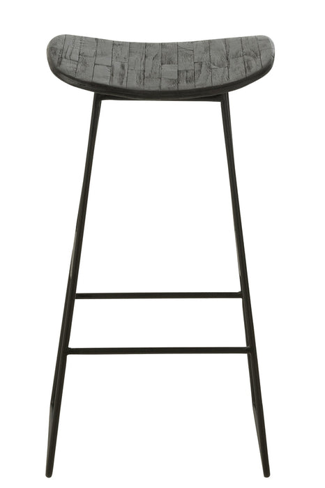 Stool Rectangular Recycle Teak Black Large-Barkrukken-J-Line