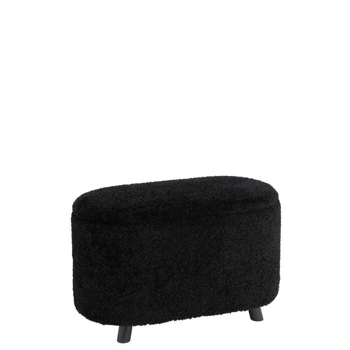 Stool Storage Teddy Polyester Black-Poefs-J-Line