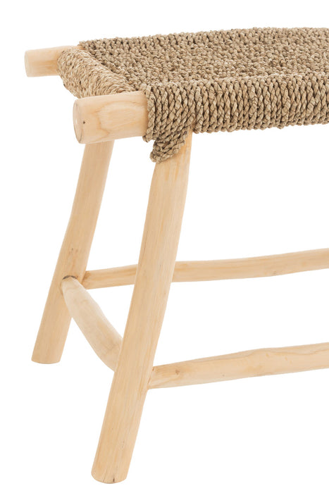 Stool Timo Grass/Teak Wood Natural Large-Krukjes-J-Line