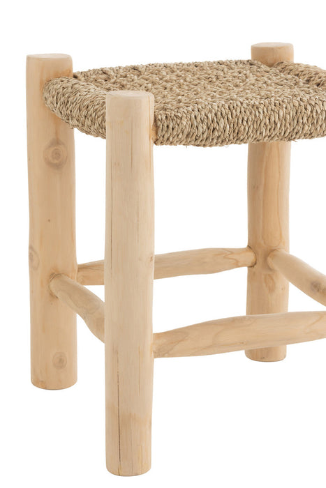 Stool Timo Grass/Teak Wood Natural Small-Krukjes-J-Line