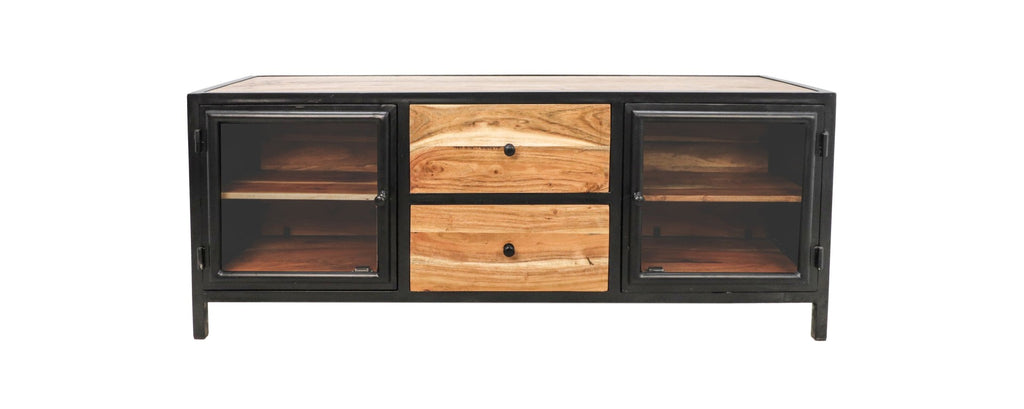 TV-Meubel Kingston - 140x40x90 - Naturel/zwart - Mango hout/metaal-TV-meubels-HSM Collection