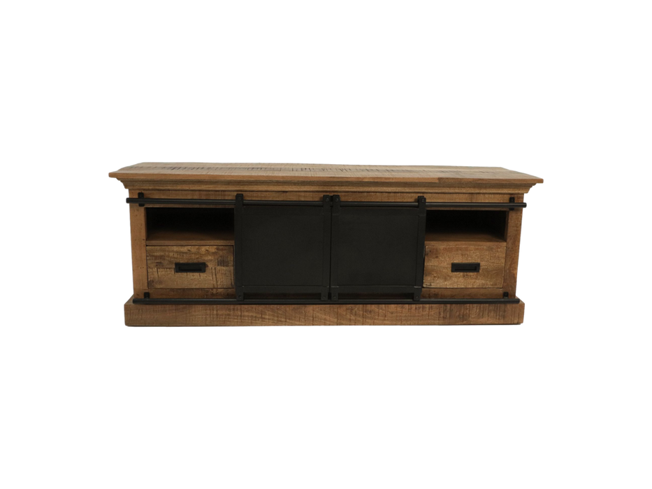 TV-Meubel Melbourne - 150x45x55 - Naturel/zwart - Mangohout/metaal-TV-meubels-HSM Collection