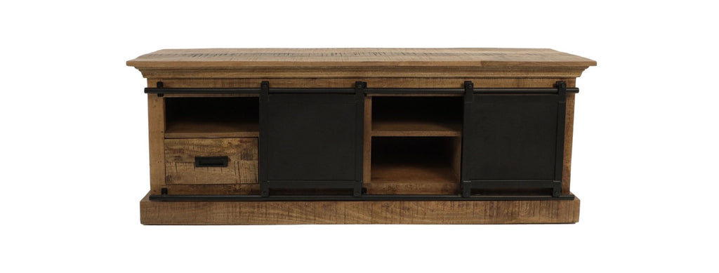 TV-Meubel Melbourne - 150x45x55 - Naturel/zwart - Mangohout/metaal-TV-meubels-HSM Collection