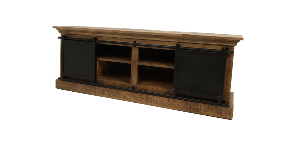 TV-Meubel Melbourne - 150x45x55 - Naturel/zwart - Mangohout/metaal-TV-meubels-HSM Collection