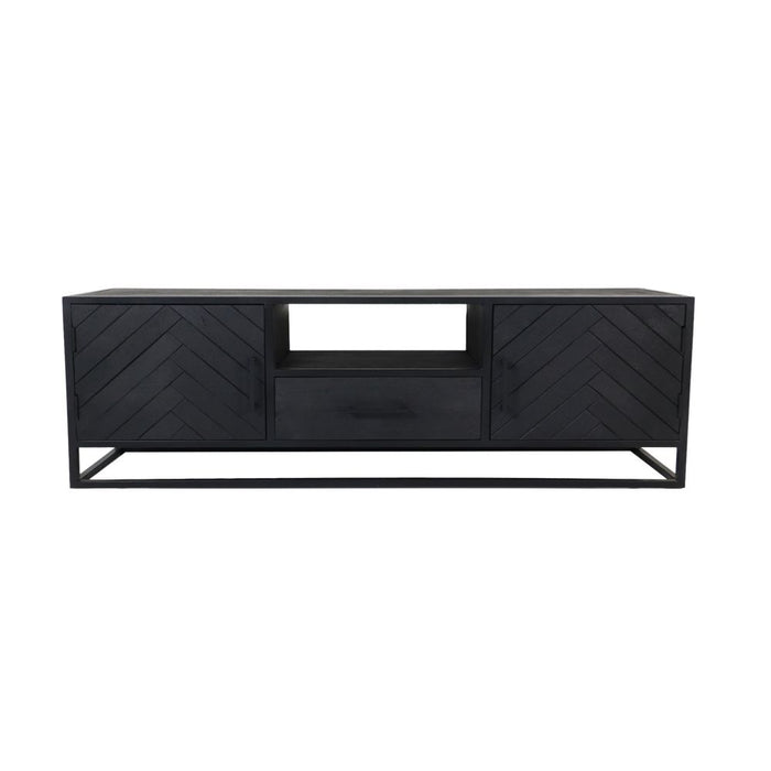 TV-Meubel Verona - 180x40x55 - Zwart - Mangohout/metaal-TV-meubels-HSM Collection