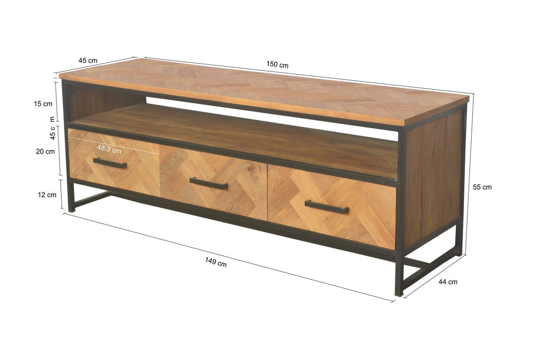 TV-meubel Accent Teakhout Naturel hout 150x45 cm-TV-meubels-Livingfurn