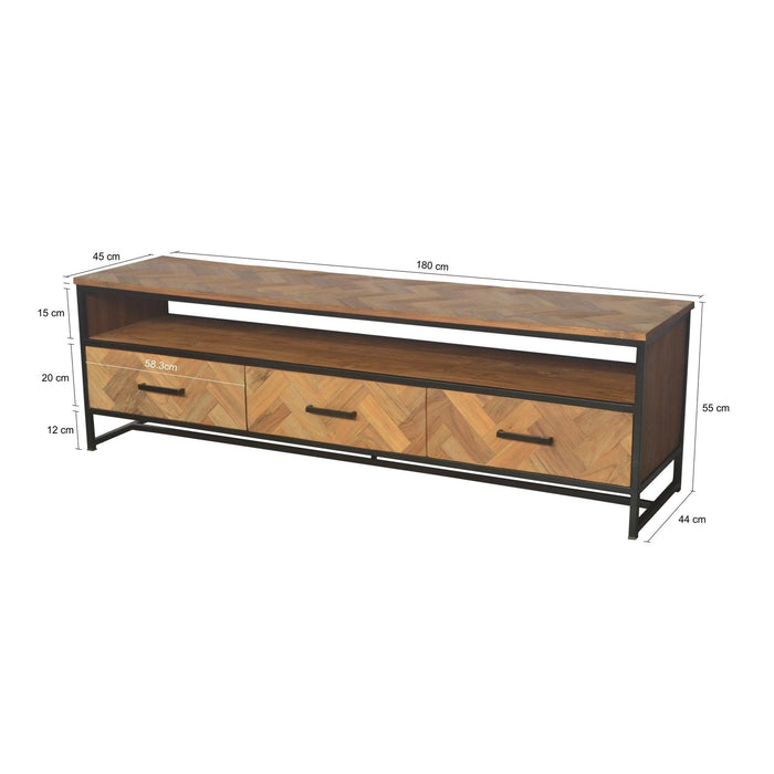 TV-meubel Accent Teakhout Naturel hout 180x45x50 cm-TV-meubels-Livingfurn