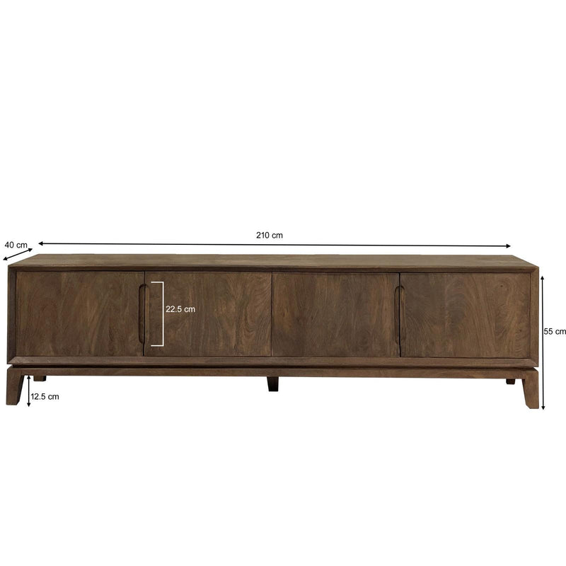 TV-meubel Cortez Mangohout Bruin 40x210x55 cm-TV-meubels-Livingfurn