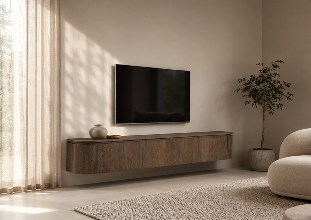 TV-meubel Elvano Malta Zwevend Mangohout Bruin 180cm