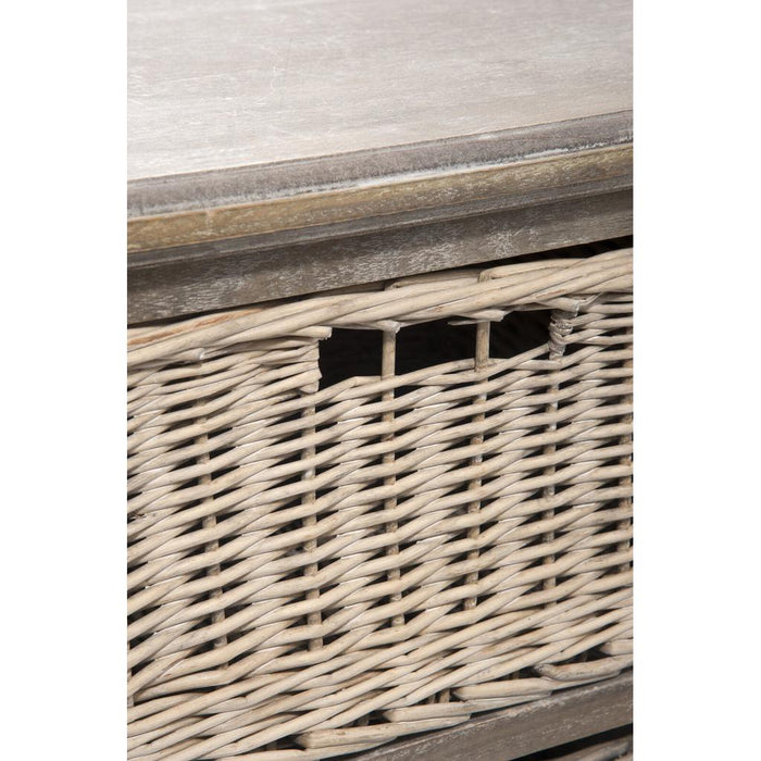 TV-meubel Met 2 Manden Paulowniahout Naturel 120 cm-Opbergdozen en manden-J-Line