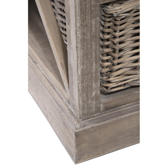 TV-meubel Met 2 Manden Paulowniahout Naturel 120 cm-Opbergdozen en manden-J-Line