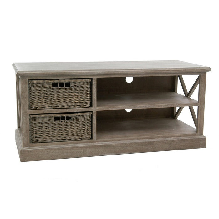 TV-meubel Met 2 Manden Paulowniahout Naturel 120 cm-Opbergdozen en manden-J-Line