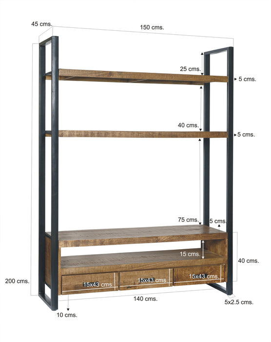 TV-meubel Nairobi Mangohout Naturel hout 150x45 cm-TV-meubels-Livingfurn