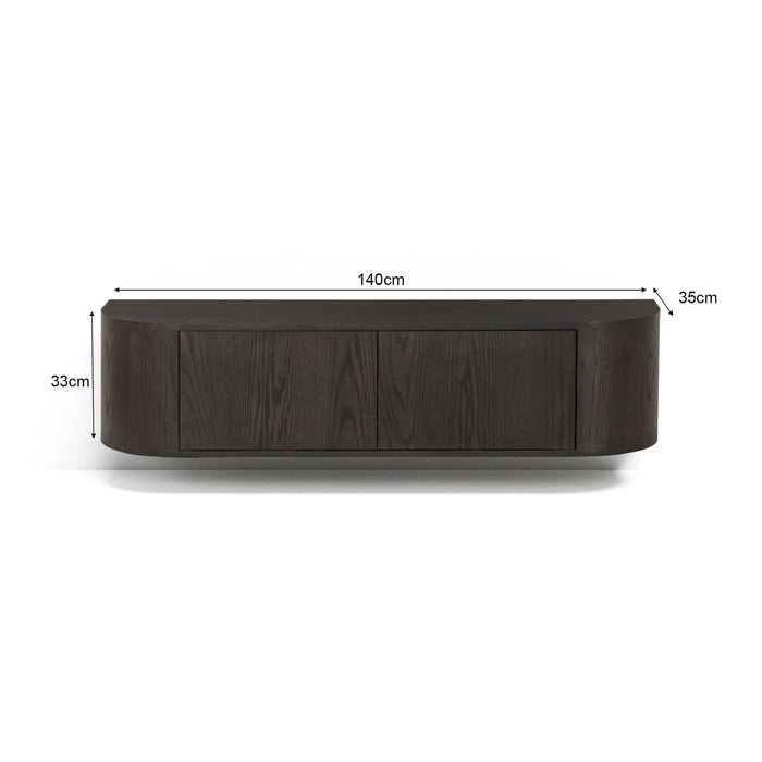 TV-meubel Novero Eikenhout fineer Bruin 140x35x33 cm-TV-meubels-Livingfurn