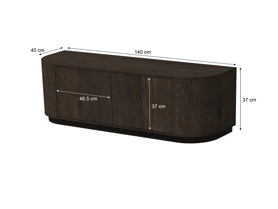 TV-meubel Novero Eikenhout fineer Bruin 140x40 cm-TV-meubels-Livingfurn