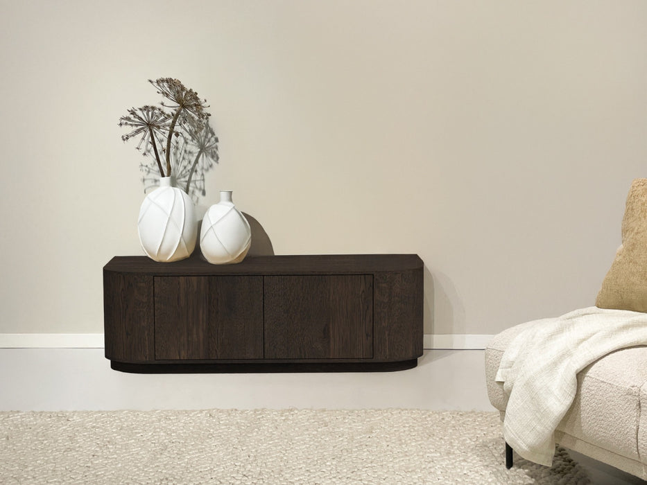 TV-meubel Novero Eikenhout fineer Bruin 140x40x45 cm-TV-meubels-Livingfurn