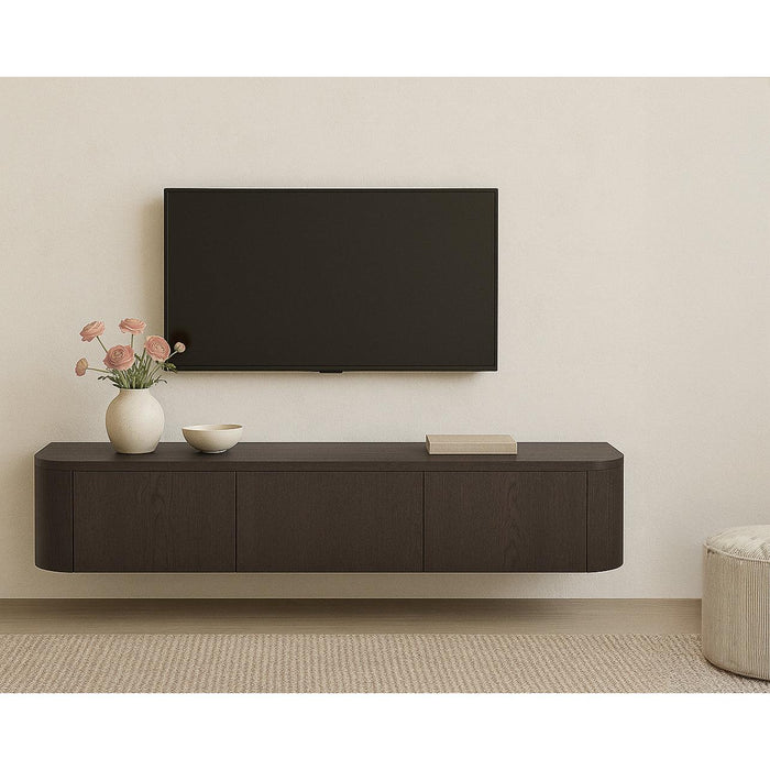 TV-meubel Novero Eikenhout fineer Bruin 180x35x33 cm-TV-meubels-Livingfurn