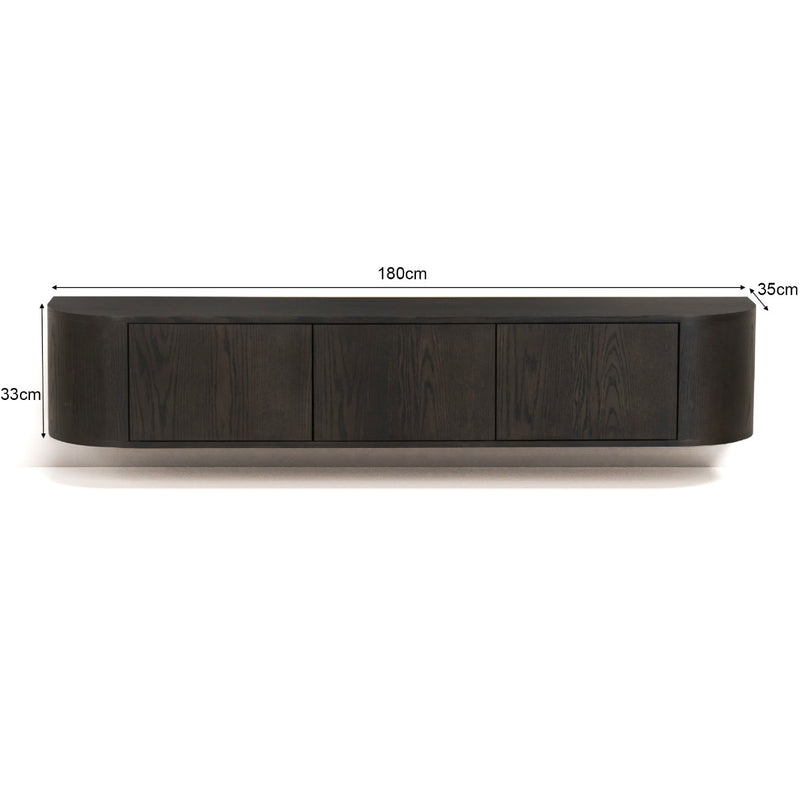 TV-meubel Novero Eikenhout fineer Bruin 180x35x33 cm-TV-meubels-Livingfurn