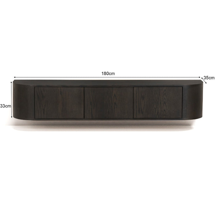TV-meubel Novero Eikenhout fineer Bruin 180x35x33 cm-TV-meubels-Livingfurn
