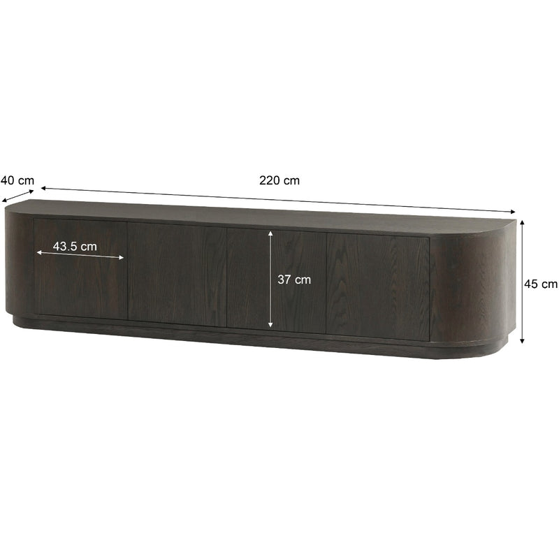 TV-meubel Novero Eikenhout fineer Bruin 220x40x45 cm-TV-meubels-Livingfurn