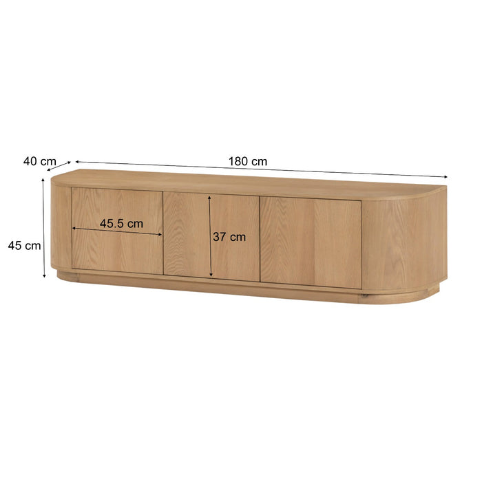 TV-meubel Novero Eikenhout fineer Naturel hout 180x40 cm-TV-meubels-Livingfurn