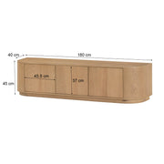 TV-meubel Novero Eikenhout fineer Naturel hout 180x40x45 cm-TV-meubels-Livingfurn