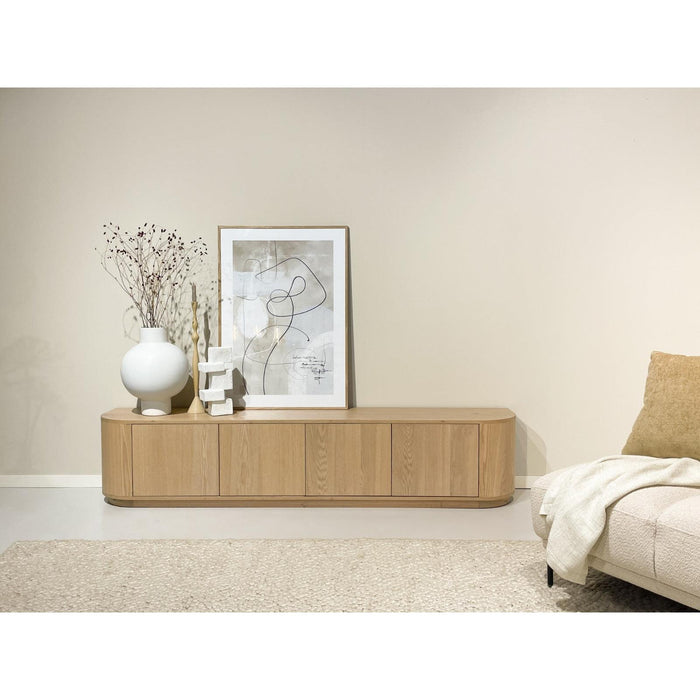 TV-meubel Novero Eikenhout fineer Naturel hout 220x40x45 cm-TV-meubels-Livingfurn