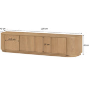 TV-meubel Novero Eikenhout fineer Naturel hout 220x40x45 cm-TV-meubels-Livingfurn