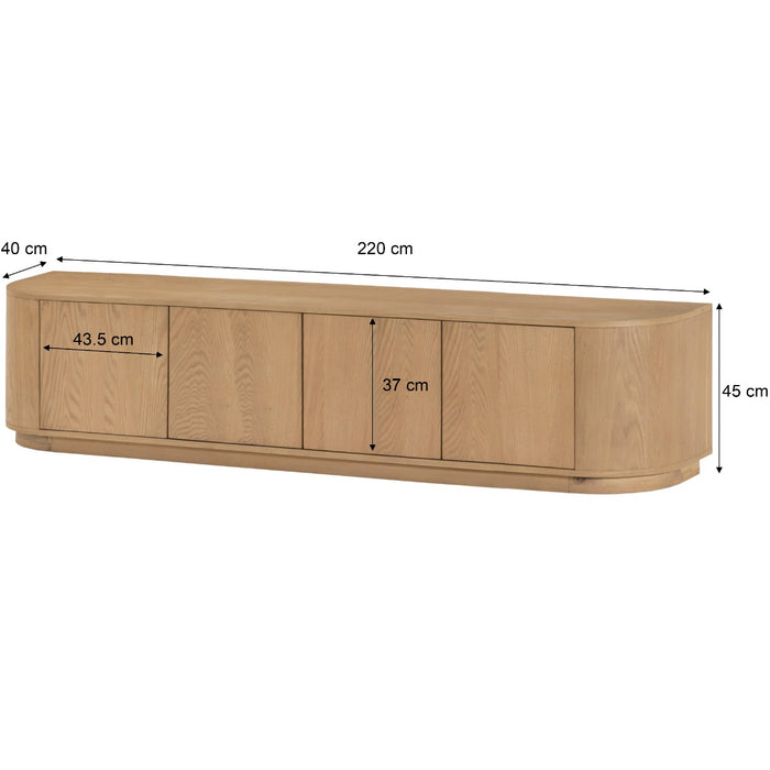 TV-meubel Novero Eikenhout fineer Naturel hout 220x40x45 cm-TV-meubels-Livingfurn