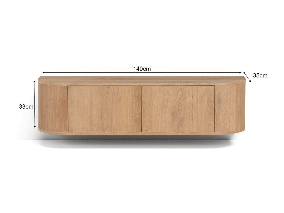 TV-meubel Novero Zwevend Eikenhout fineer Naturel hout 140x35x33 cm-TV-meubels-Livingfurn