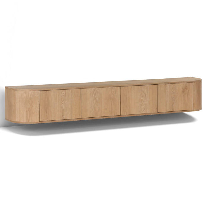 TV-meubel Novero Zwevend Eikenhout fineer Naturel hout 220x35 cm-TV-meubels-Livingfurn