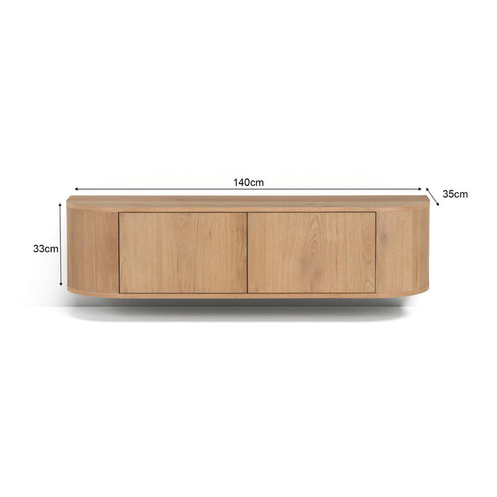 TV-meubel Novero Zwevend Naturel hout 140x35x33 cm-TV-meubels-Livingfurn