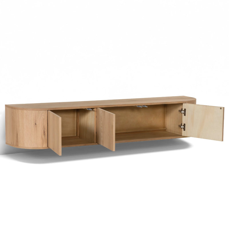 TV-meubel Novero Zwevend Naturel hout 180x35x33 cm-TV-meubels-Livingfurn