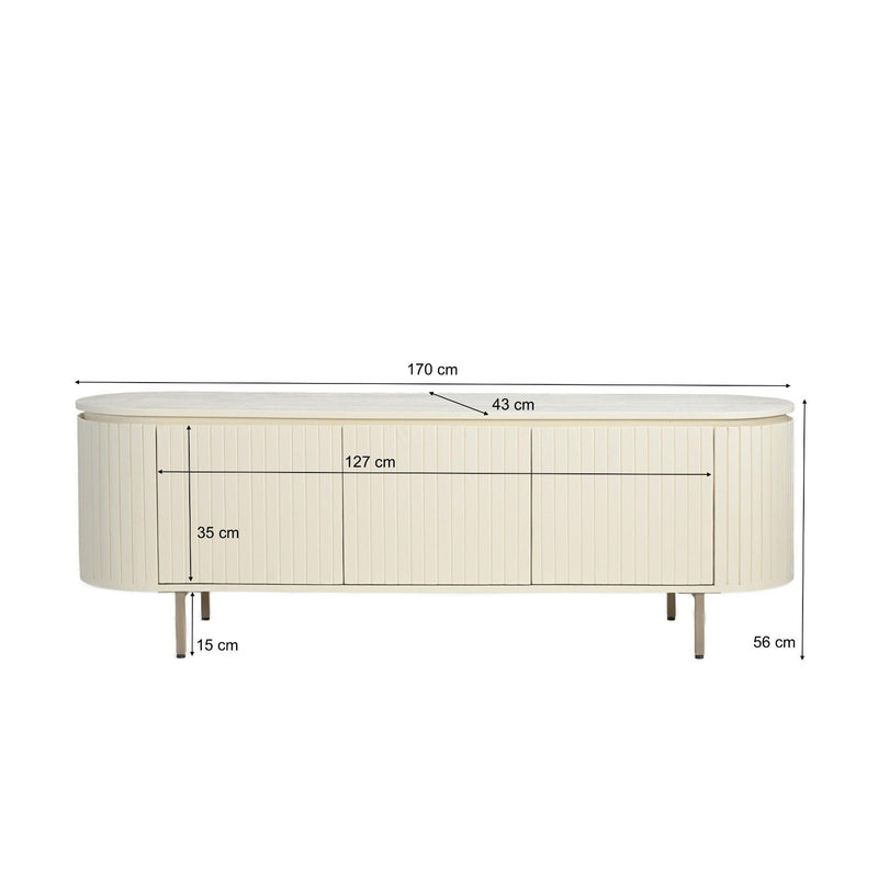 TV-meubel Patou Mangohout Beige 43x170x56 cm-TV-meubels-Livingfurn