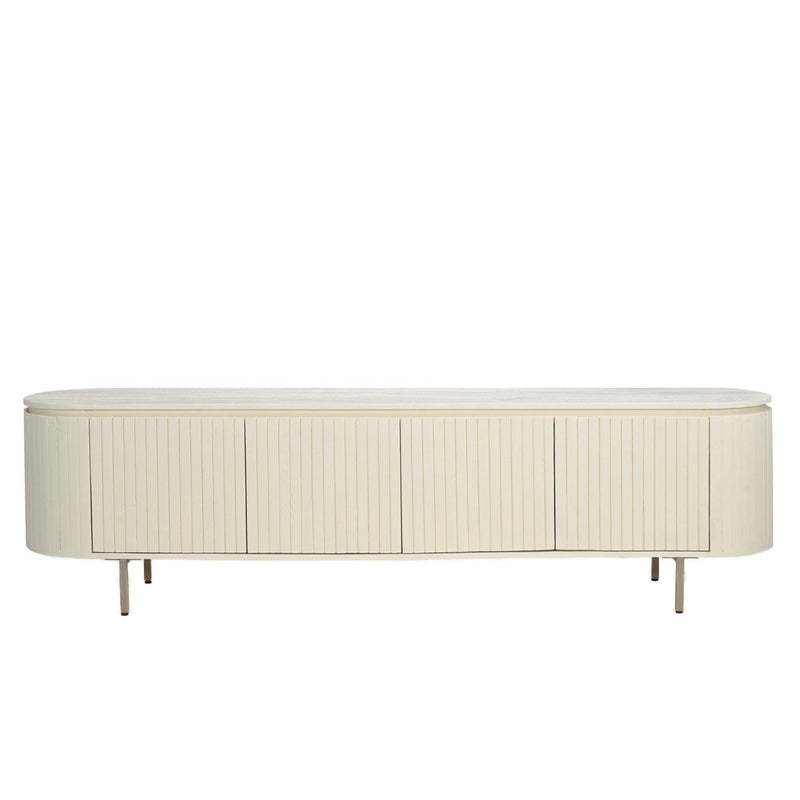 TV-meubel Patou Mangohout Beige 43x210x56 cm-TV-meubels-Livingfurn