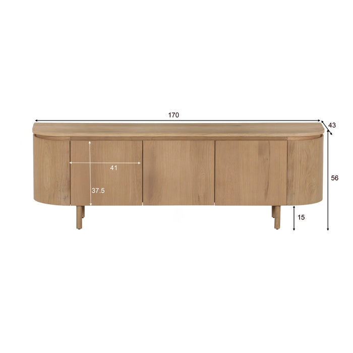 TV-meubel Tobago Eikenhout fineer Naturel hout 170x43 cm-TV-meubels-Livingfurn
