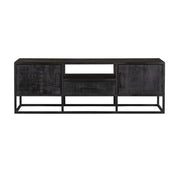 TV-meubel Tv meubel Denver Zwart 145 cm Mangohout en staal-TV-meubels-Starfurn