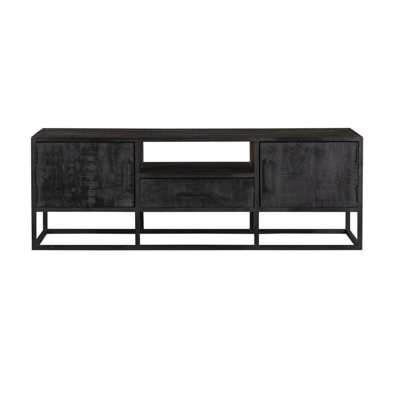 TV-meubel Tv meubel Denver Zwart 145 cm Mangohout en staal-TV-meubels-Starfurn