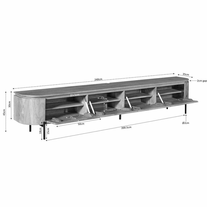 TV-meubel Tv meubel Excellent Taupe 240 cm 240x30x35 cm-TV-meubels-Starfurn