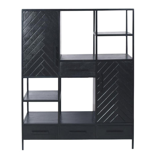 TV-meubel York Mangohout Zwart 160x40x200 cm-TV-meubels-Livingfurn