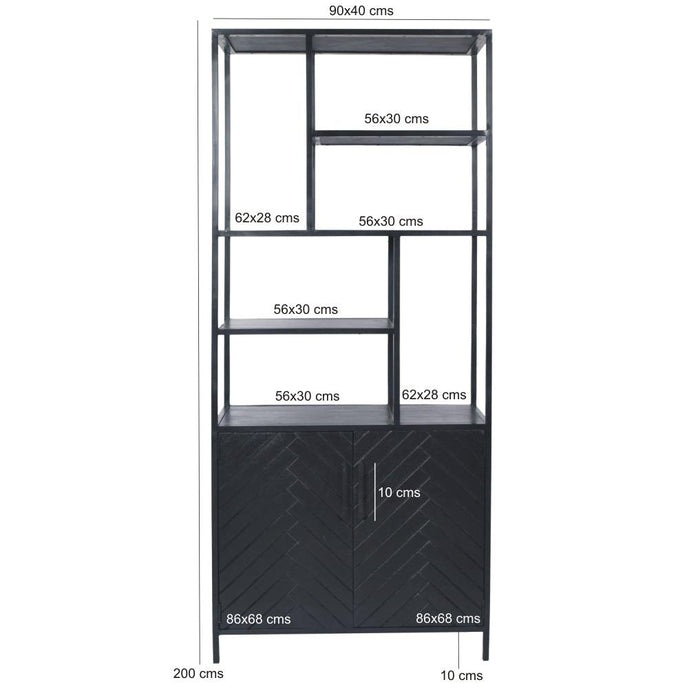 TV-meubel York Mangohout Zwart 90x40x210 cm-TV-meubels-Livingfurn