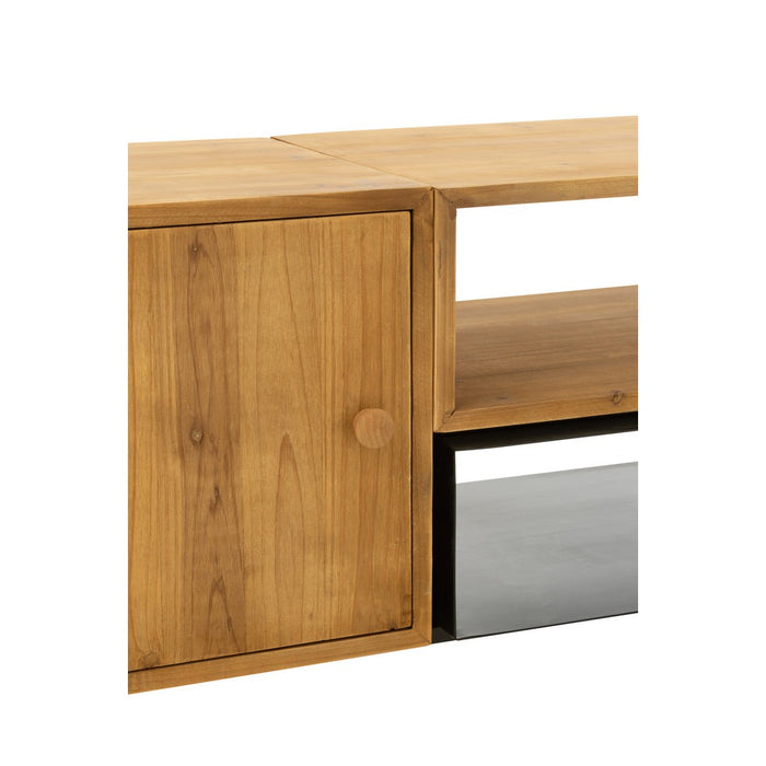 TV-meubel Zwart Fir hout 40x160 cm-TV-meubels-J-Line